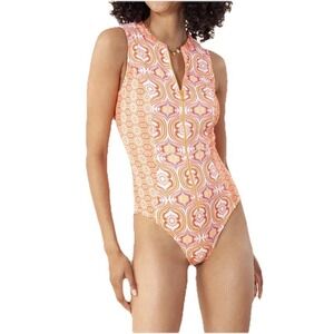 HALE BOB One Piece Swimsuit Scuba‎ Surf Zip Up Women S High Neck Modest NWT $156